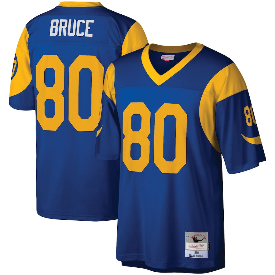 Mens St. Louis Rams Isaac Bruce Mitchell & Ness Royal Blue/Yellow 1999 Legacy Replica Jersey product image 1, provided for