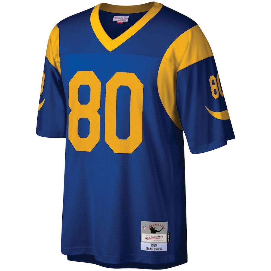 Mens St. Louis Rams Isaac Bruce Mitchell & Ness Royal Blue/Yellow 1999 Legacy Replica Jersey product image 2, provided for