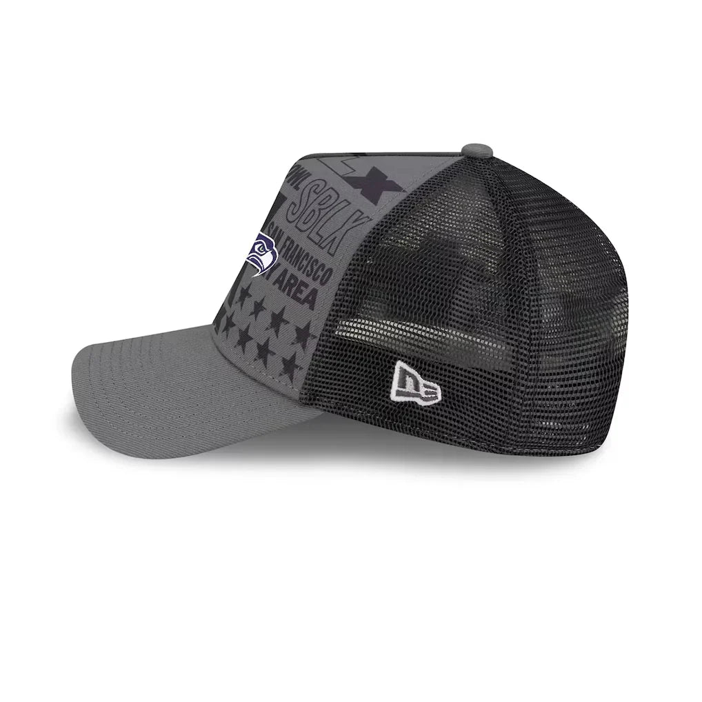 New England Patriots New Era Charcoal Super Bowl LX 9FORTY A-Frame Trucker Adjustable Hat for Men product image 6, provided