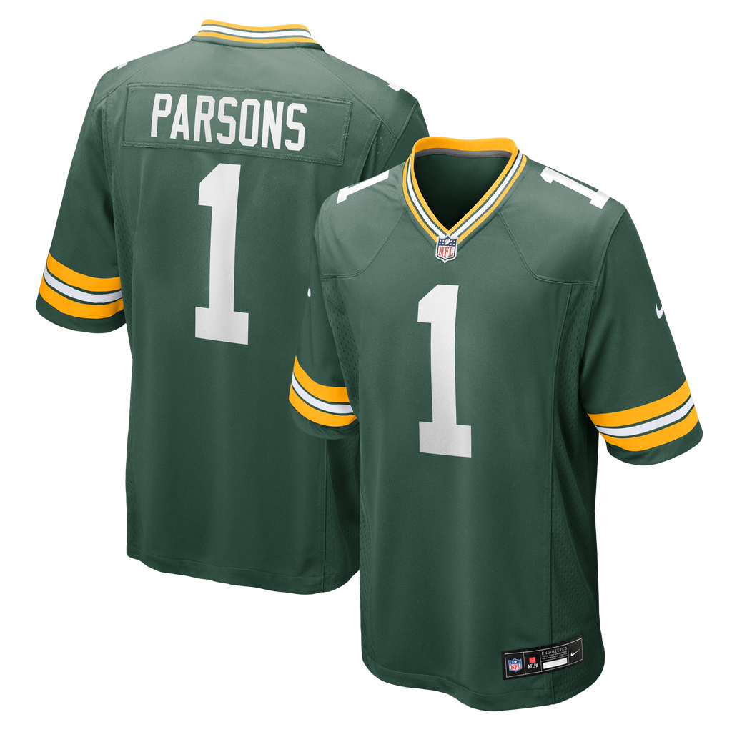 Green Bay Packers Micah Parsons Nike Green Player Game Jersey for Men product image 1, provided for visual reference and