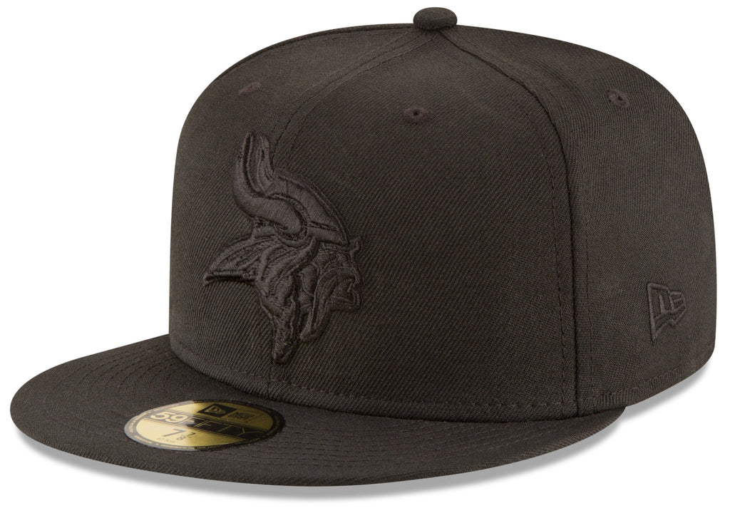 Minnesota Vikings Black on Black Basic 59FIFTY Fitted Hat product image 1, provided for visual reference and product detail