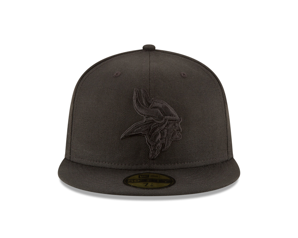 Minnesota Vikings Black on Black Basic 59FIFTY Fitted Hat product image 2, provided for visual reference and product detail