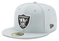 Las Vegas Raiders New Era Snow Gray Classic 59FIFTY Fitted Hat product image 1, provided for visual reference and product