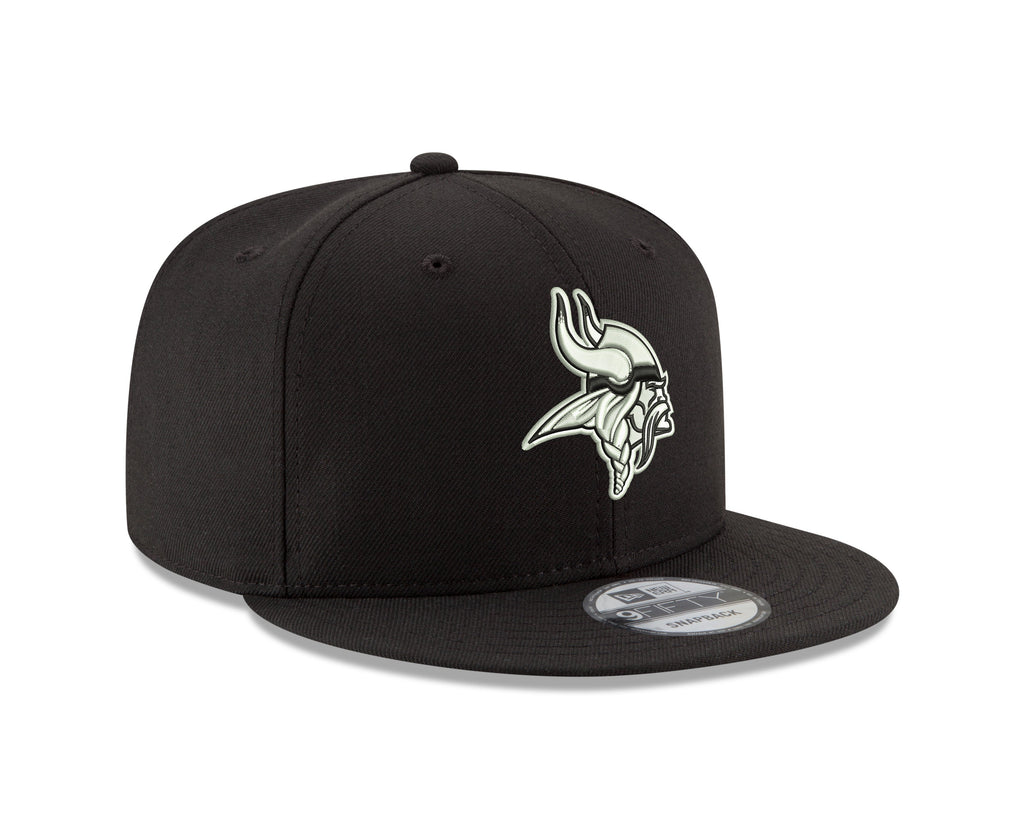 Minnesota Vikings New Era Black and White Basic 9FIFTY Adjustable Snapback Hat product image 3, provided for visual