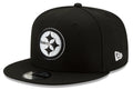 Pittsburgh Steelers New Era Black and White Basic 9FIFTY Snapback Hat product image 1, provided for visual reference and