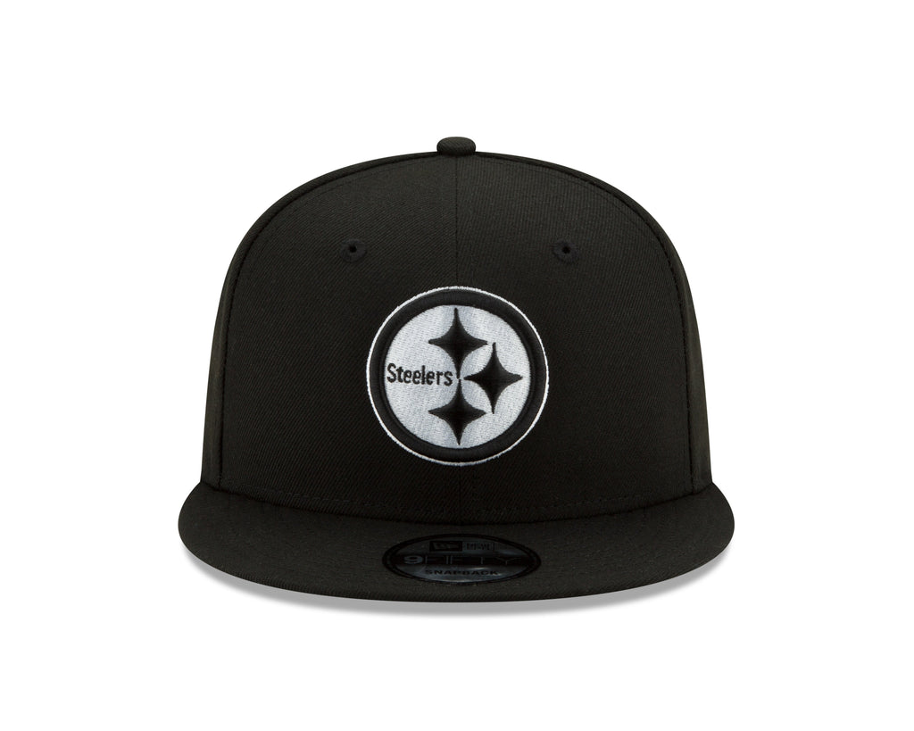 Pittsburgh Steelers New Era Black and White Basic 9FIFTY Snapback Hat product image 3, provided for visual reference and