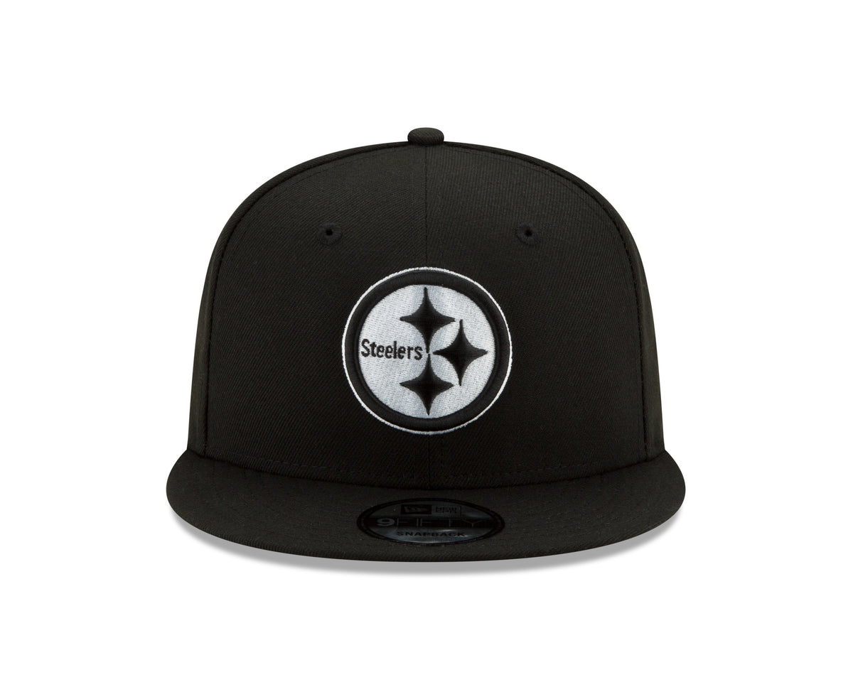 Pittsburgh Steelers New Era Black and White Basic 9FIFTY Snapback Hat product image 3, provided for visual reference and