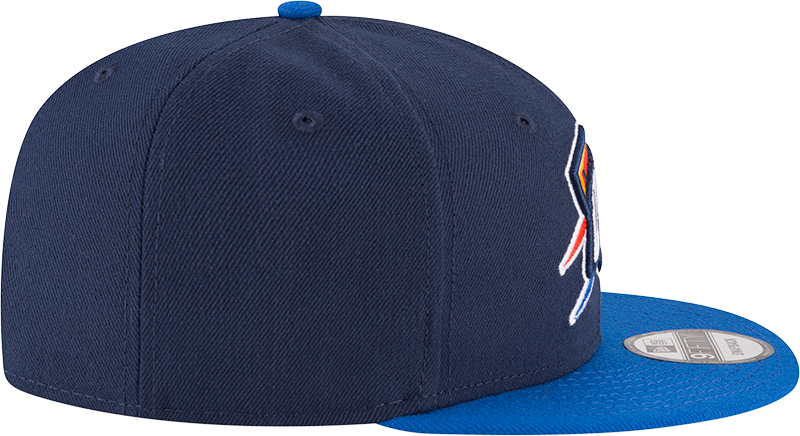 Men’s Oklahoma City Thunder 2 Tone Navy/Blue 9FIFTY Snapback Hat By New Era product image 5, provided for visual reference