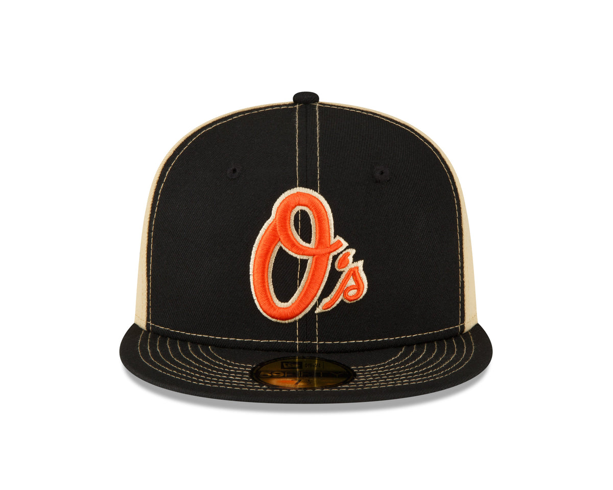 Baltimore Orioles New Era Black/Vegas Gold 59FIFTY Fitted Hat for Men product image 2, provided for visual reference and