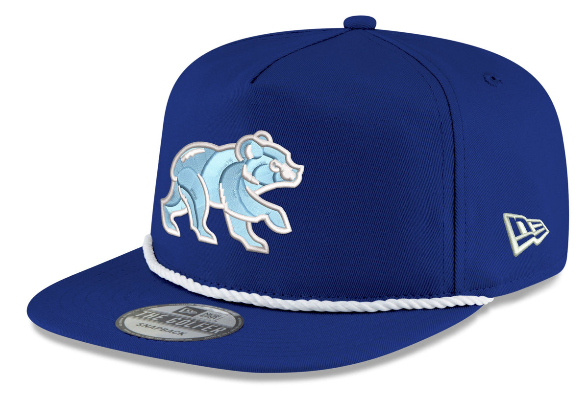 Chicago Cubs New Era Royal Blue Spring Training Bear Golfer Snapback Adjustable Hat product image 1, provided for visual