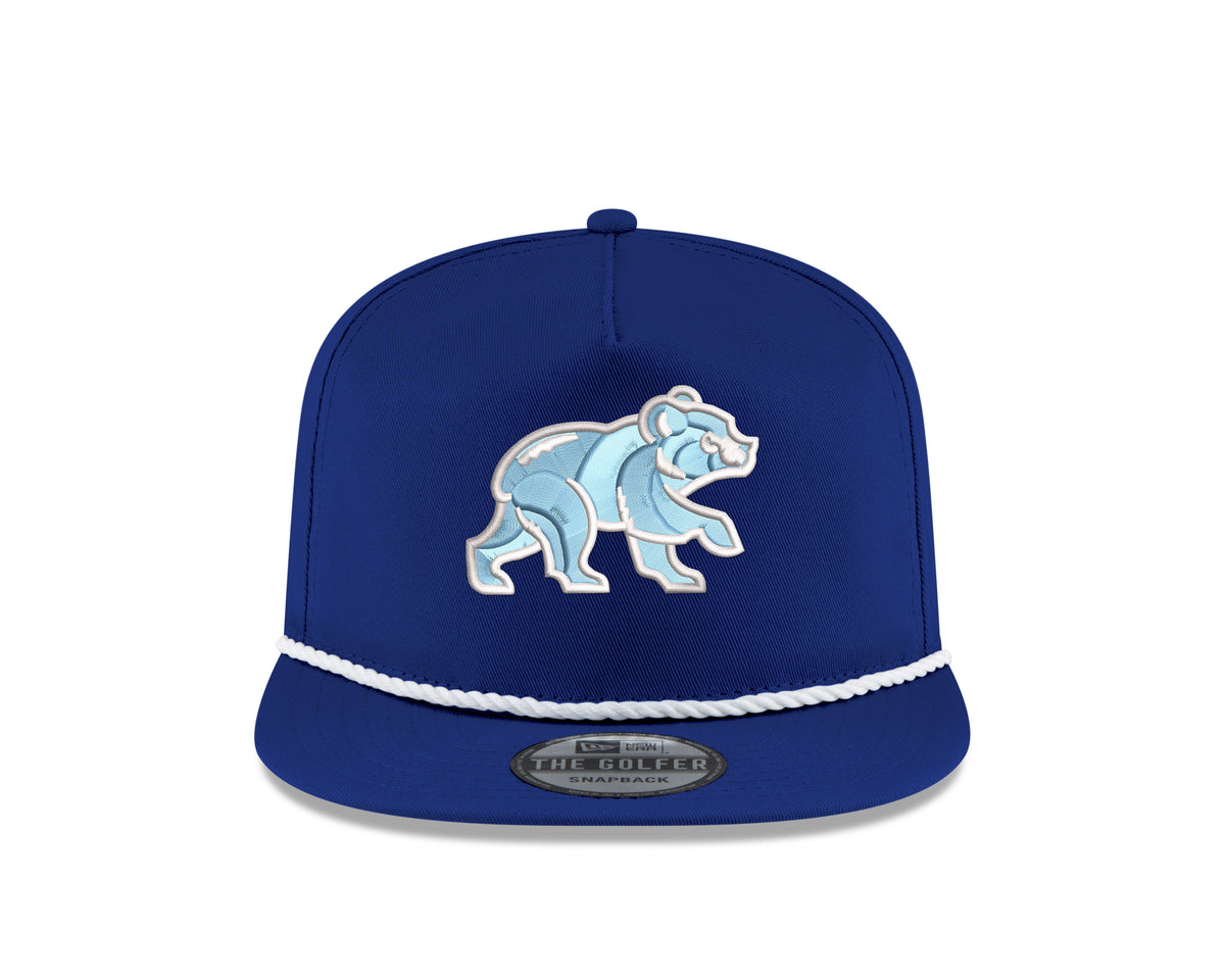 Chicago Cubs New Era Royal Blue Spring Training Bear Golfer Snapback Adjustable Hat product image 2, provided for visual