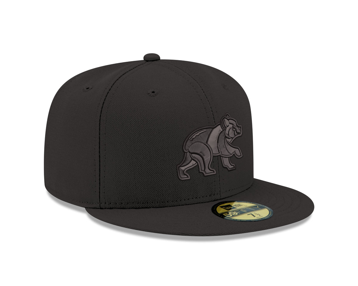 Chicago Cubs Tonal Black On Black Spring Training Bear New Era 59FIFTY Fitted Hat product image 2, provided for visual
