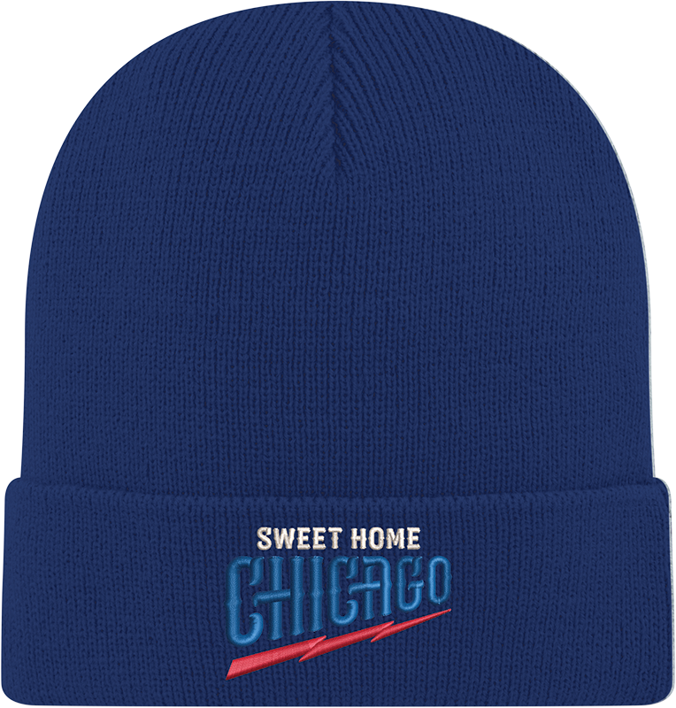 Chicago Cubs New Era Navy Guitar Bear Cuffed Knit Hat product image 2, provided for visual reference and product detail