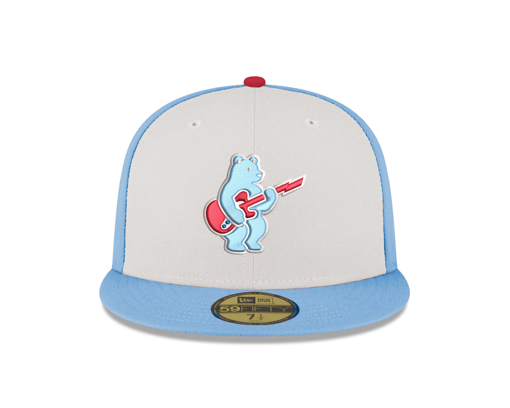 Chicago Cubs New Era Chrome/ Sky Blue Guitar Bear Alternate 59FIFTY Fitted Hat for Men product image 2, provided for visual