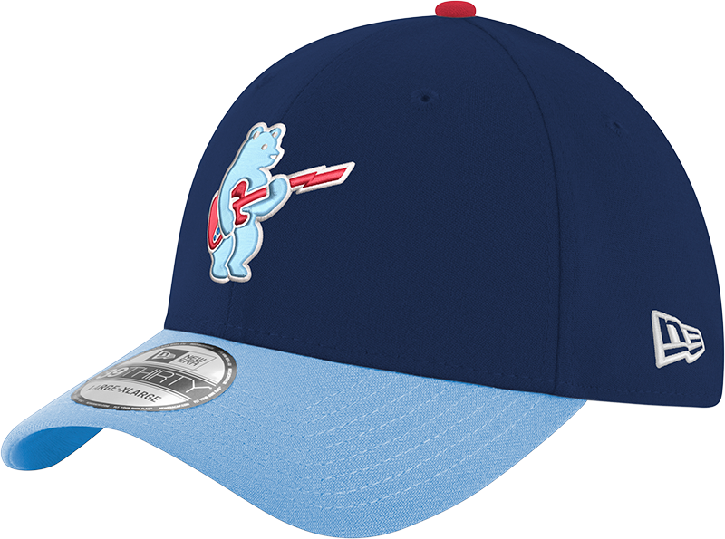 Chicago Cubs 2nd Alternate Guitar Bear Navy/Sky Blue New Era 39THIRTY Flex Hat product image 1, provided for visual