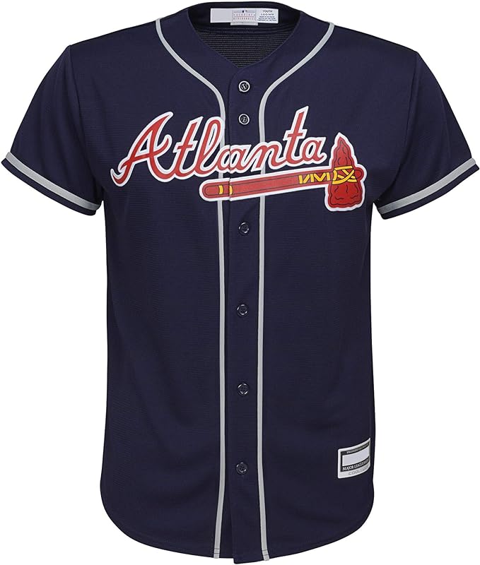Youth Ronald Acuna Jr. Atlanta Braves Alternate Blue Replica MLB Branded Jersey product image 3, provided for visual