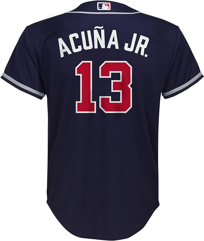 Youth Ronald Acuna Jr. Atlanta Braves Alternate Blue Replica MLB Branded Jersey product image 2, provided for visual