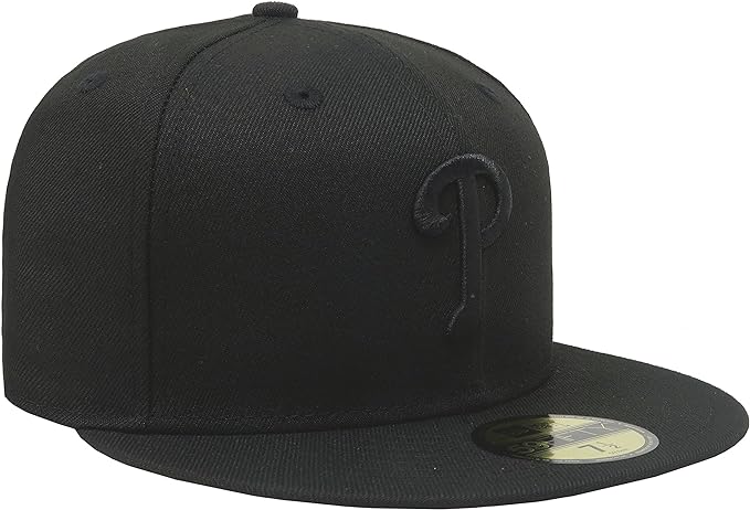 Philadelphia Phillies Tonal Black On Black 59FIFTY Fitted Hat for Men product image 3, provided for visual reference and
