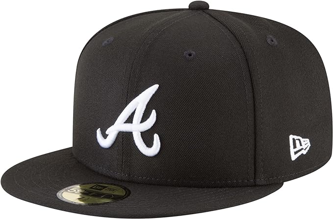 Atlanta Braves Basic Black New Era 59Fifty Fitted Hat product image 1, provided for visual reference and product detail
