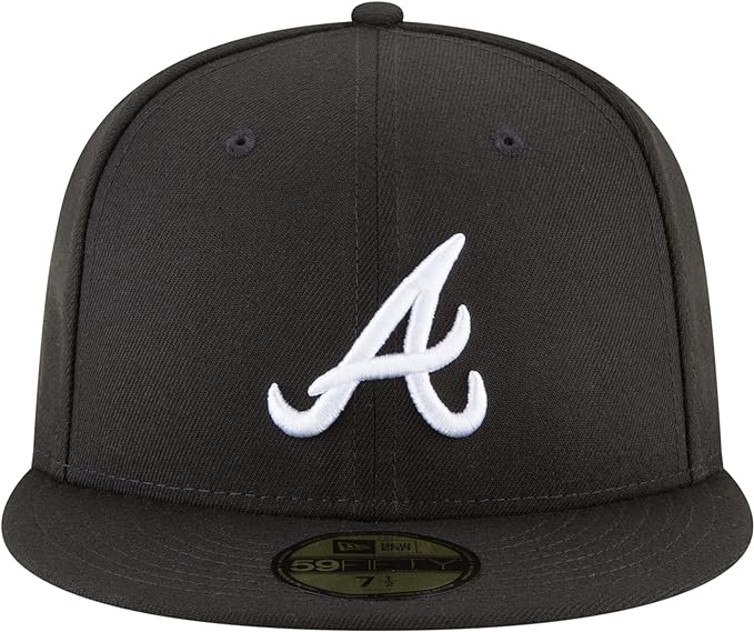 Atlanta Braves Basic Black New Era 59Fifty Fitted Hat product image 2, provided for visual reference and product detail