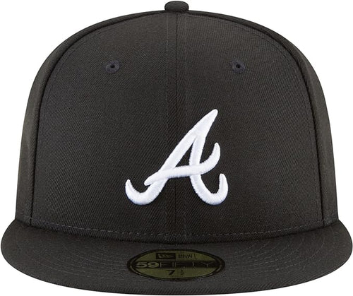Atlanta Braves Basic Black New Era 59Fifty Fitted Hat product image 2, provided for visual reference and product detail