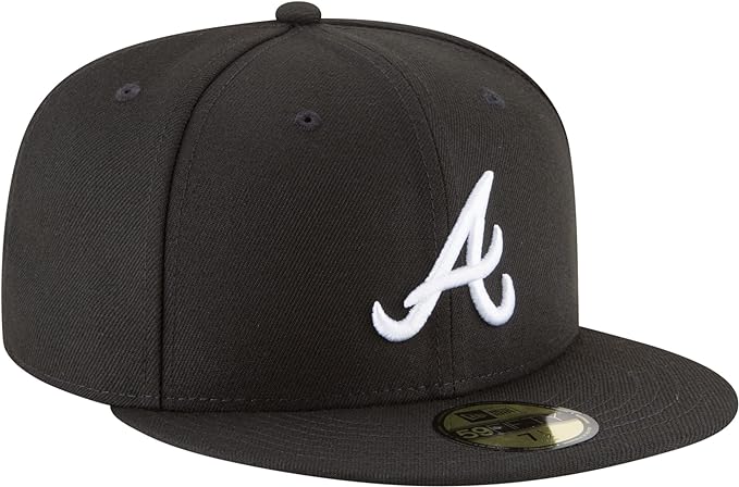 Atlanta Braves Basic Black New Era 59Fifty Fitted Hat product image 3, provided for visual reference and product detail