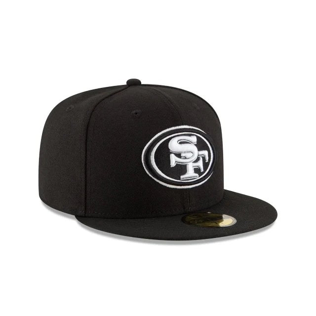 San Francisco 49ers New Era Black & White 59FIFTY Fitted Hat for Men product image 3, provided for visual reference and
