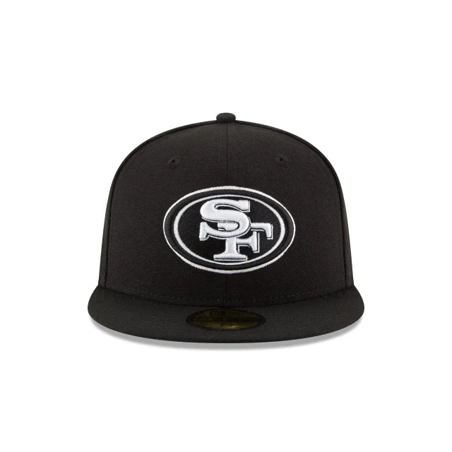 San Francisco 49ers New Era Black & White 59FIFTY Fitted Hat for Men product image 2, provided for visual reference and