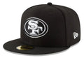 San Francisco 49ers New Era Black & White 59FIFTY Fitted Hat for Men product image 1, provided for visual reference and