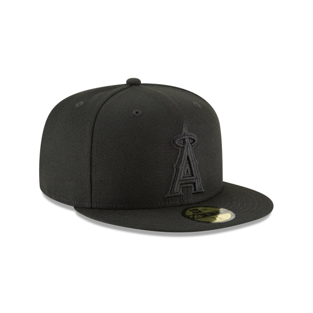 Anaheim Angels Tonal Black On Black 59Fifty Fitted Hat product image 3, provided for visual reference and product detail
