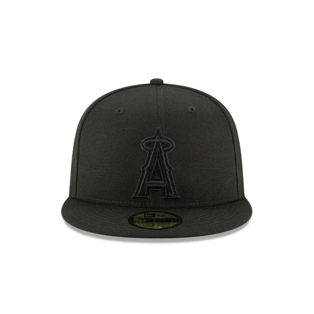 Anaheim Angels Tonal Black On Black 59Fifty Fitted Hat product image 2, provided for visual reference and product detail