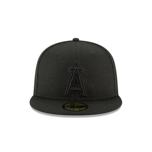 Anaheim Angels Tonal Black On Black 59Fifty Fitted Hat product image 2, provided for visual reference and product detail