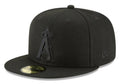 Anaheim Angels Tonal Black On Black 59Fifty Fitted Hat product image 1, provided for visual reference and product detail
