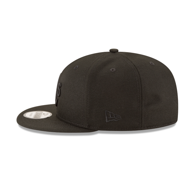 Oakland Athletics New Era Black On Black Tonal 9FIFTY Snapback Hat for Men product image 4, provided for visual reference