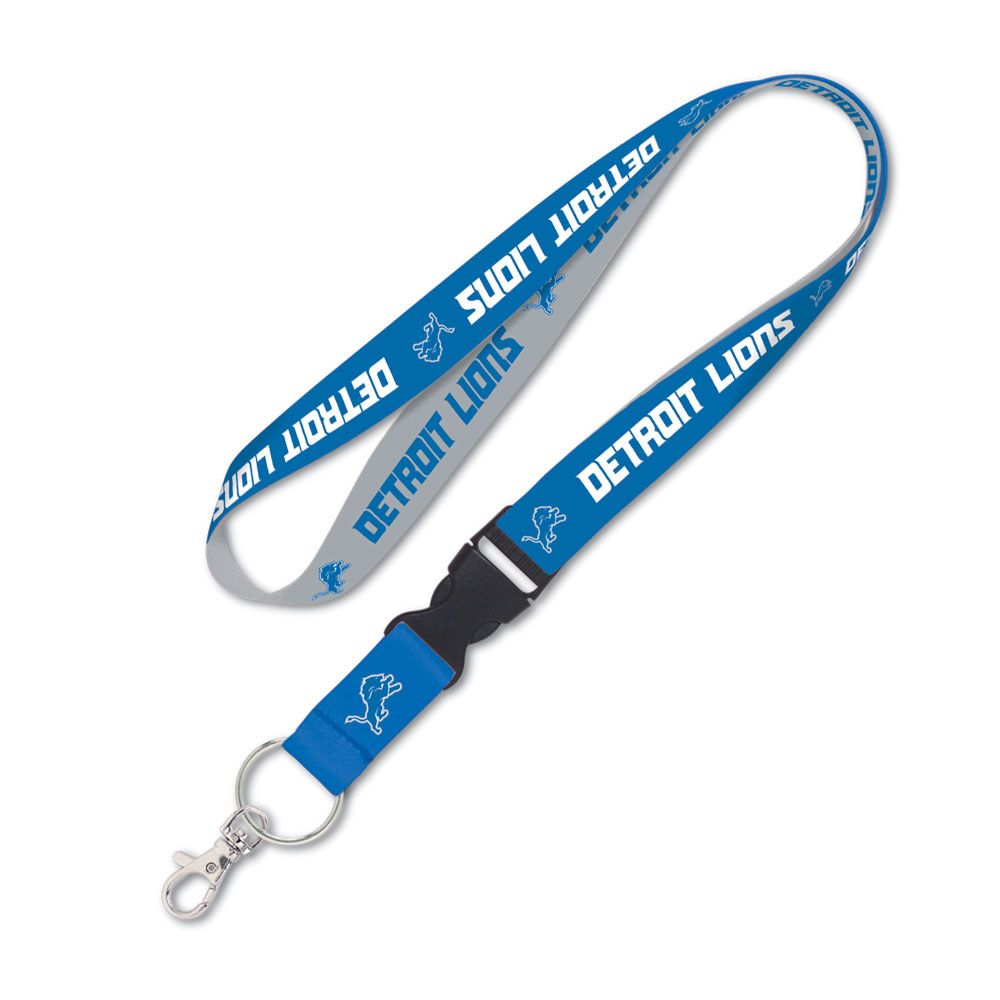 Detroit Lions 1" Lanyard with Detachable Buckle By Wincraft product image 1, provided for visual reference and product