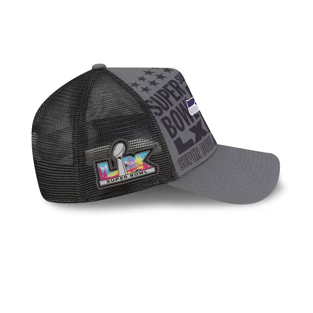 New England Patriots New Era Charcoal Super Bowl LX 9FORTY A-Frame Trucker Adjustable Hat for Men product image 5, provided