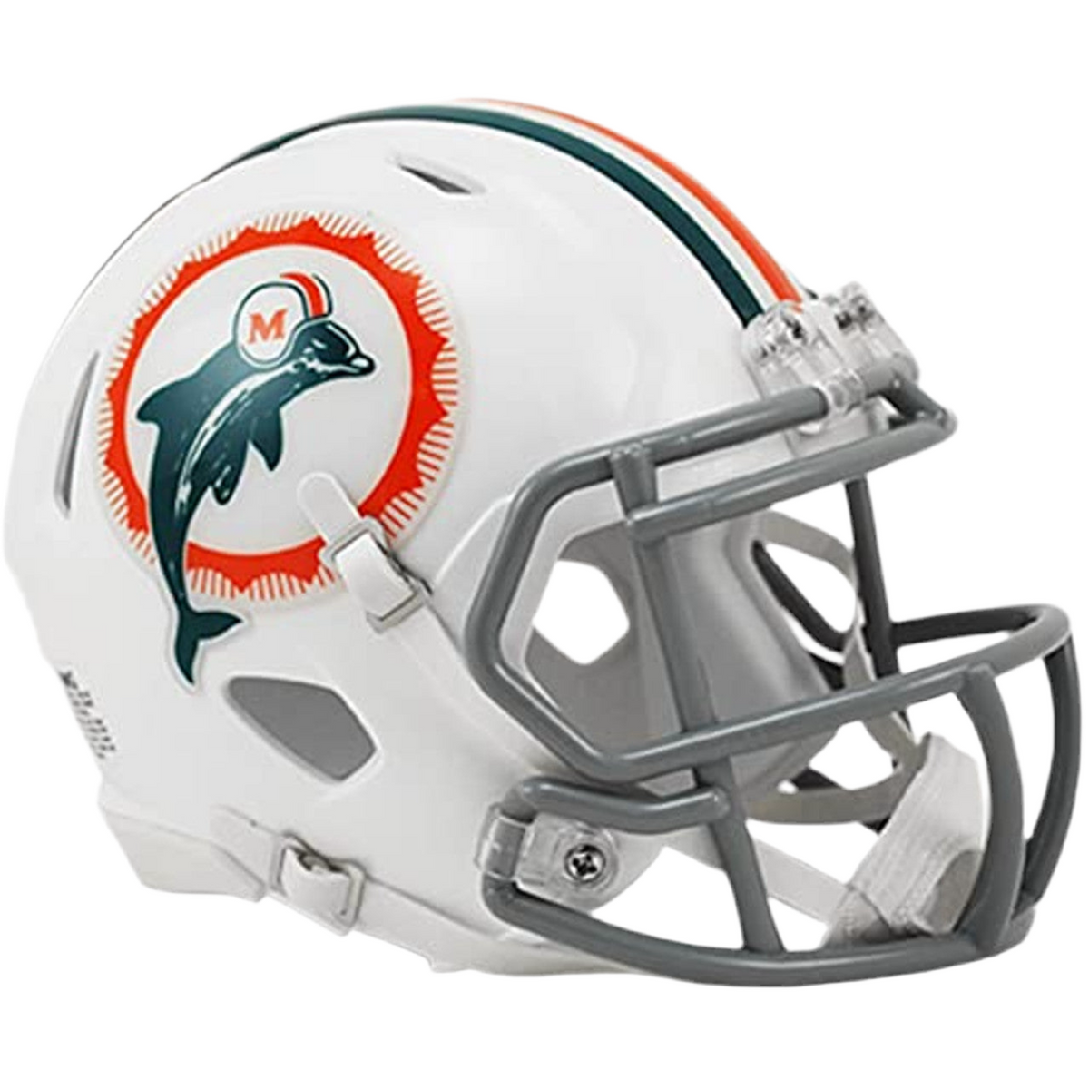 Miami Dolphins 1972 Speed Mini Football Helmet product image 1, provided for visual reference and product detail review