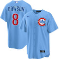 NIKE Men Chicago Cubs Andre Dawson #8 Light Blue 2nd Alternate Replica Jersey product image 1, provided for visual reference