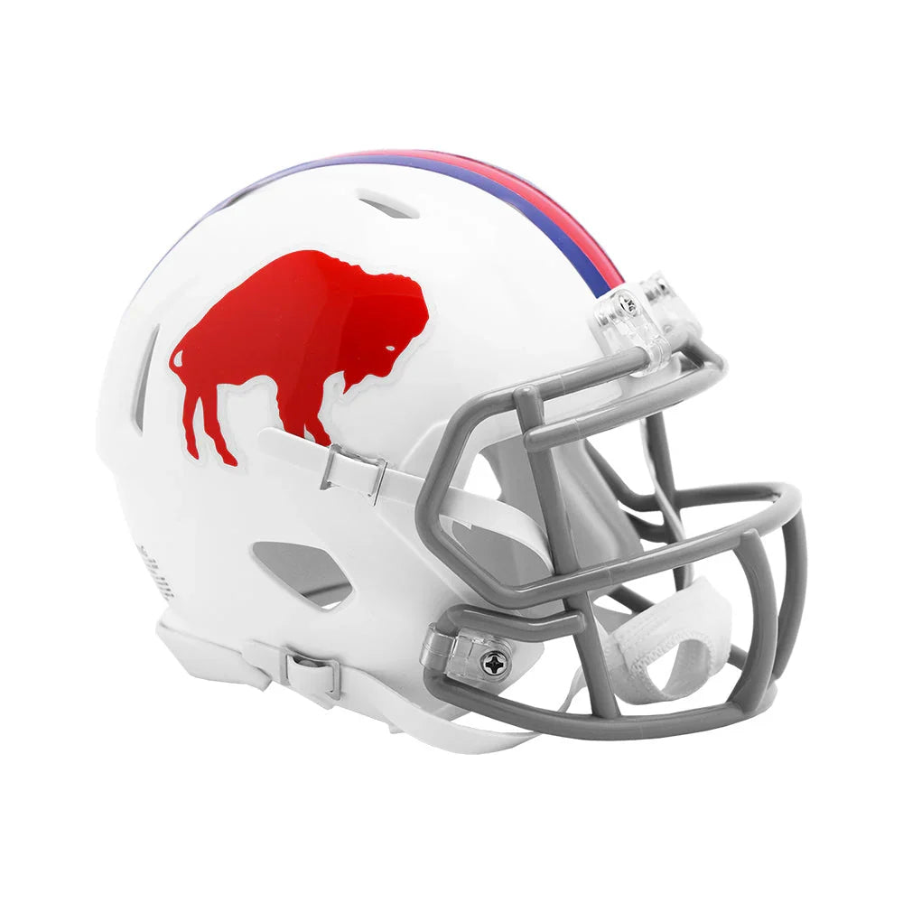 Buffalo Bills White 1965-73 Speed Mini Helmet product image 1, provided for visual reference and product detail review