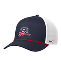 USA Hockey Navy/White Rise Visor Rope Trucker Adjustable Mesh Back Hat product image 1, provided for visual reference and