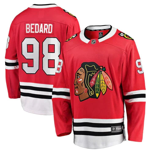 Youth Connor Bedard Chicago Blackhawks Red Home NHL Premium Replica Jersey product image 1, provided for visual reference