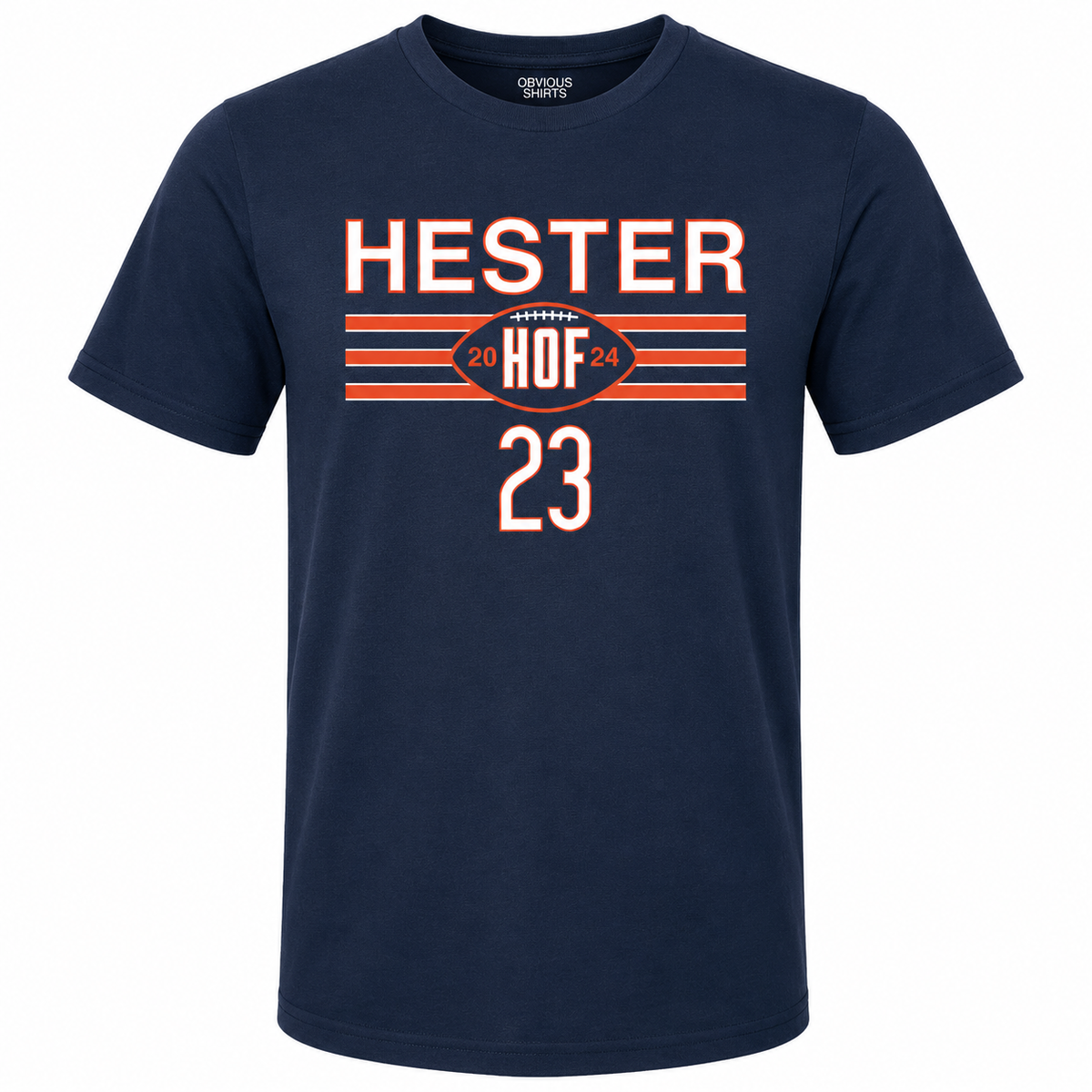 Devin Hester Hall Of Fame 2024 Obvious Shirts Navy T-Shirt for Men product image 1, provided for visual reference and