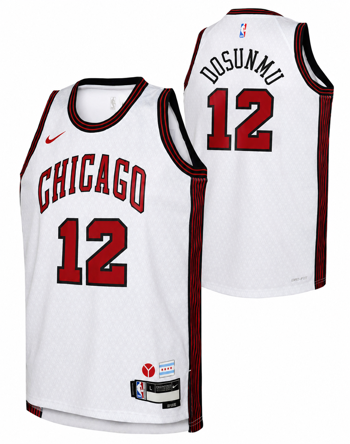 Nike Youth 2022-23 City Edition Chicago Bulls Ayo Dosunmu #12 White Dri-FIT Swingman Jersey product image 1, provided for
