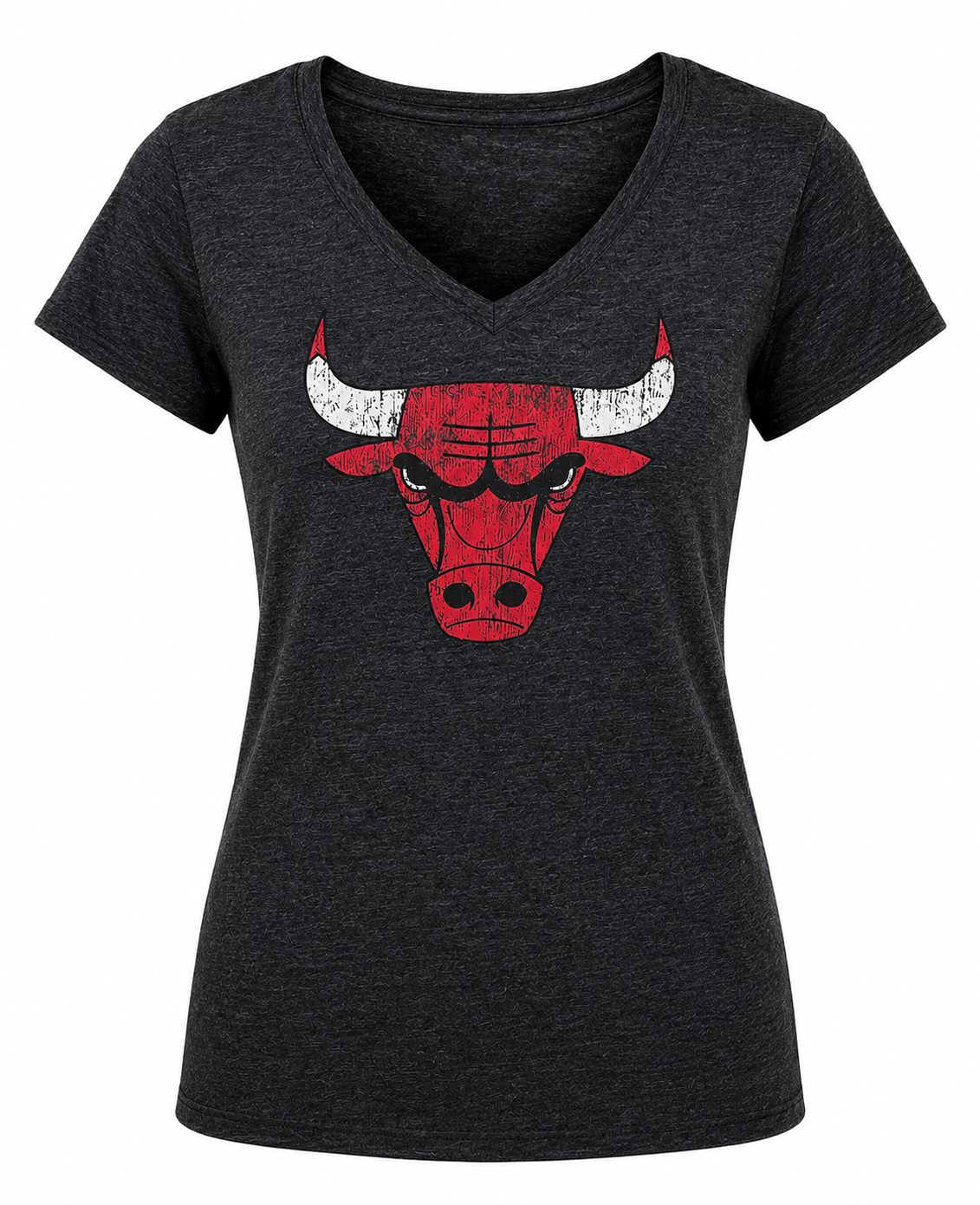 Chicago Bulls Tri Blend Distressed Logo T-Shirt product image 1, provided for visual reference and product detail review