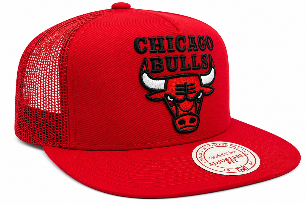 Chicago Bulls Mitchell & Ness NBA Evergreen Trucker Snapback Hat product image 3, provided for visual reference and product