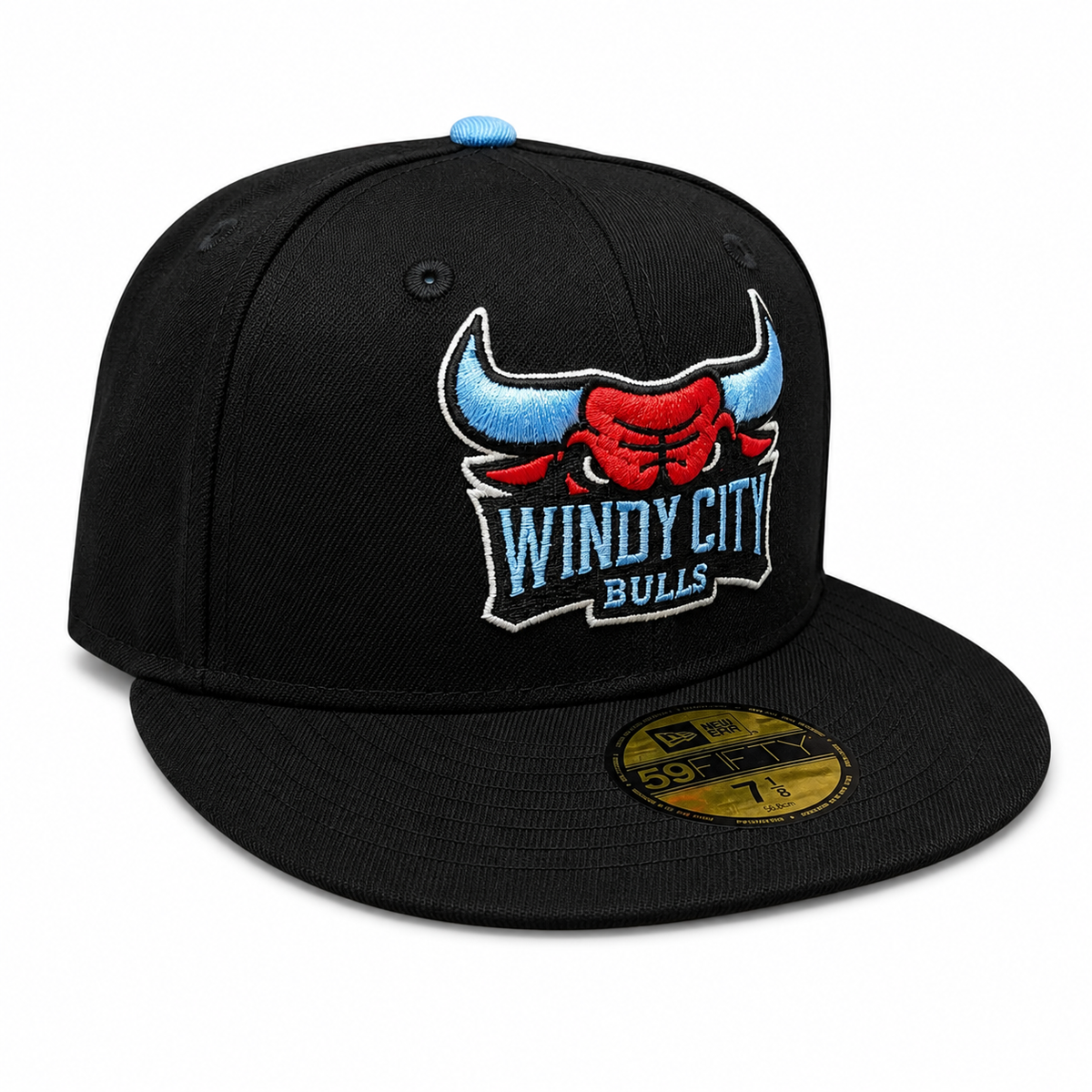 Windy City Bulls New Era Black Sky 59FIFTY Fitted Hat product image 3, provided for visual reference and product detail