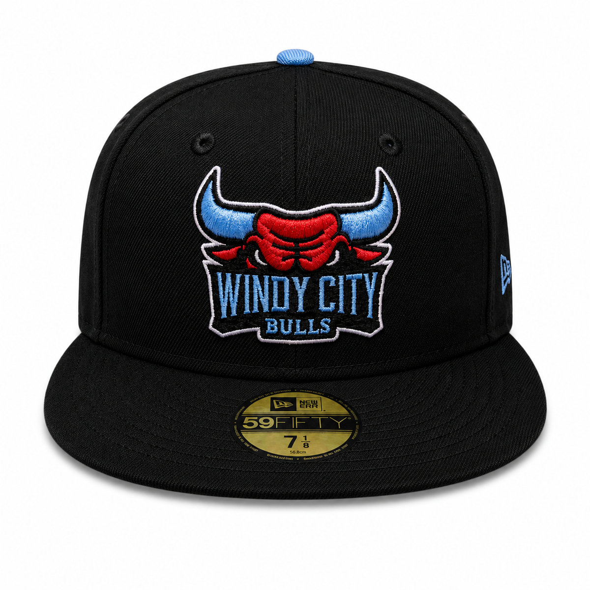 Windy City Bulls New Era Black Sky 59FIFTY Fitted Hat product image 2, provided for visual reference and product detail