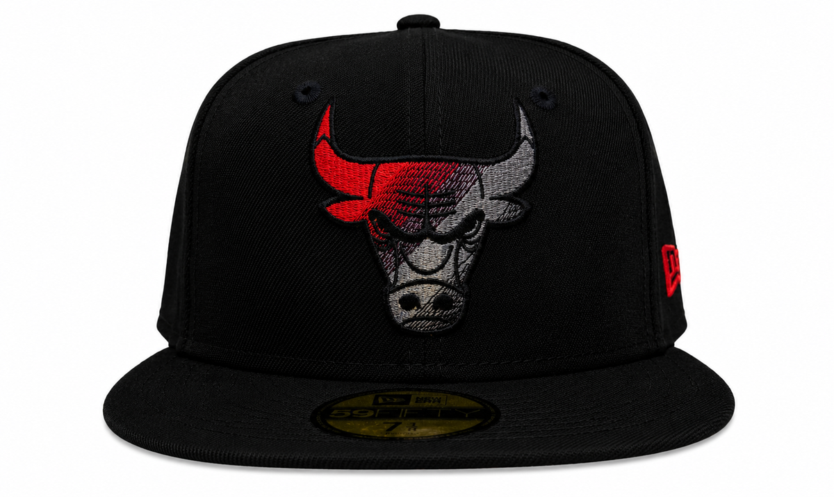 Chicago Bulls New Era Logo Fade 6X Black 59FIFTY Fitted Hat product image 2, provided for visual reference and product