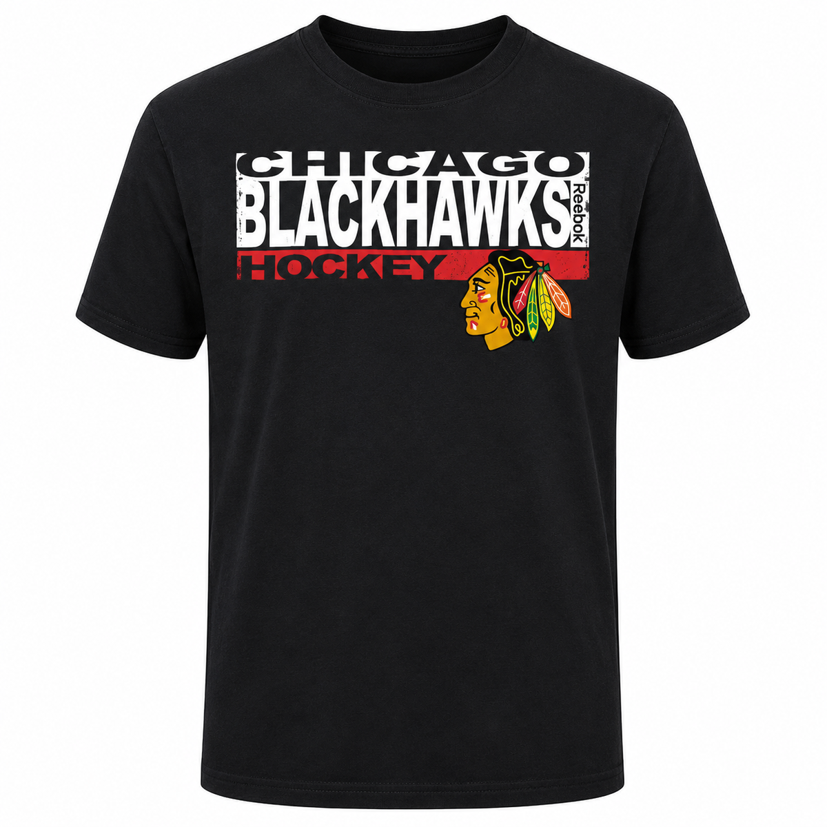 NHL Chicago Blackhawks Youth Reebok Black/Gray 2 In One Long Sleeve/Short Sleeve Combo T-Shirt product image 2, provided for