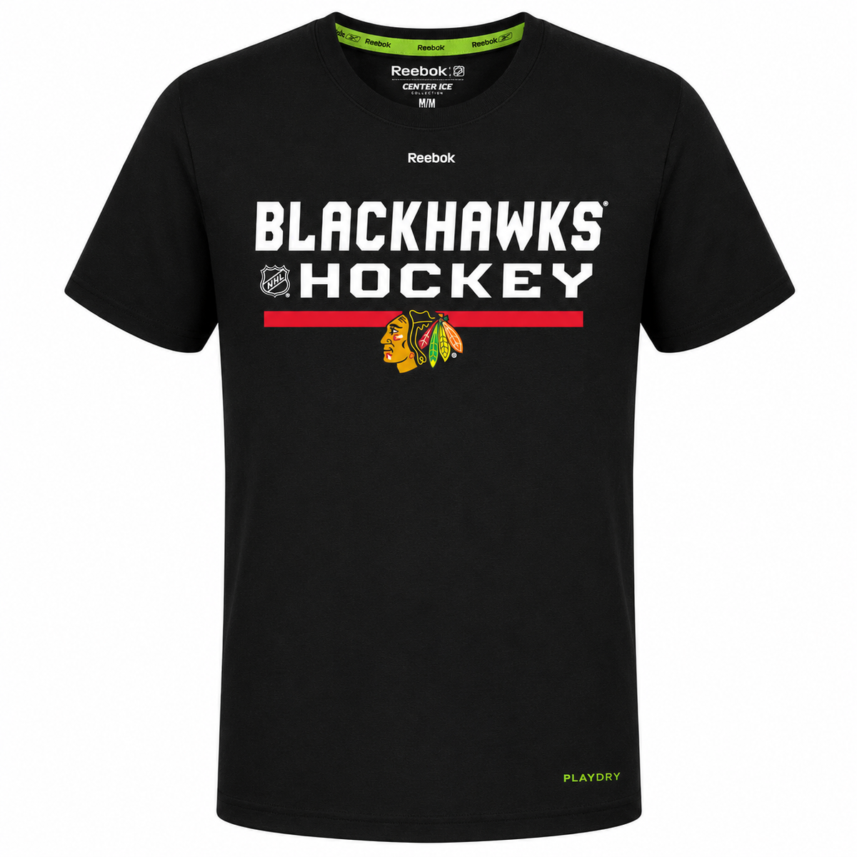 Chicago Blackhawks Youth Center Ice Play Dry Short Sleeve T-Shirt-Black product image 1, provided for visual reference and
